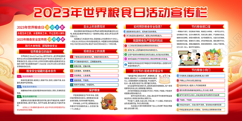 时尚大气2023年世界粮食日宣传栏展板