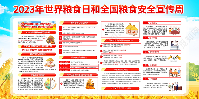 时尚大气2023年世界粮食日宣传栏展板