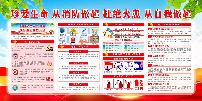 蓝色风格消防安全宣传栏消防宣传日宣传栏