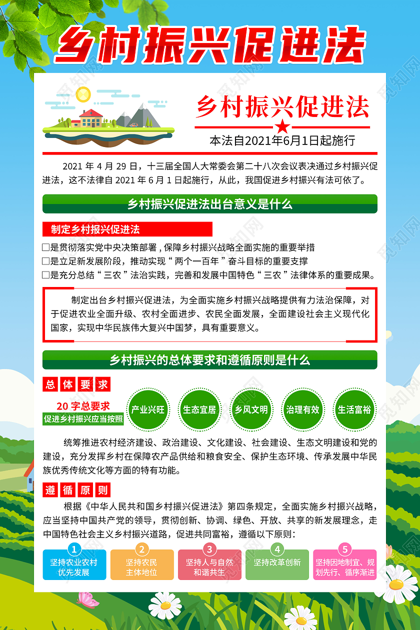 蓝色清新中华人民共和国乡村振兴促进法套图
