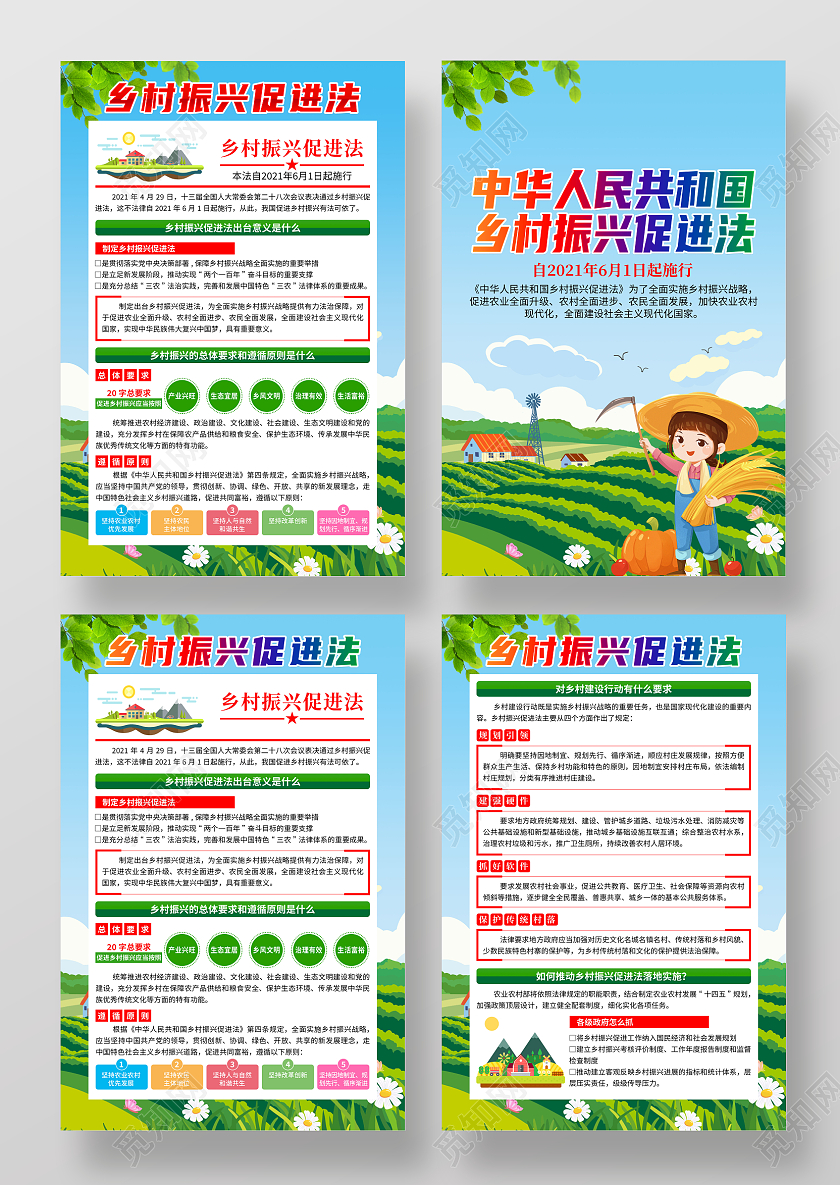 蓝色清新中华人民共和国乡村振兴促进法套图