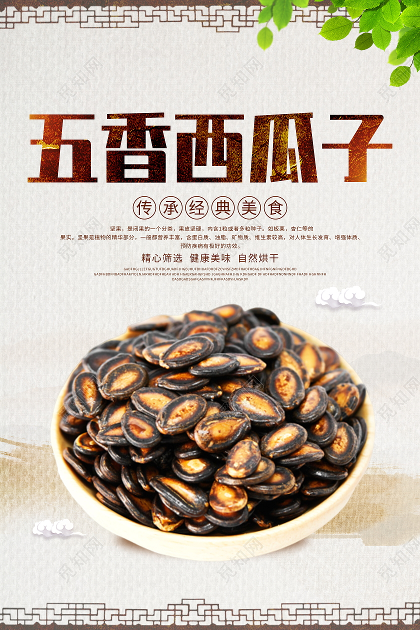 时尚大气五香西瓜子宣传海报