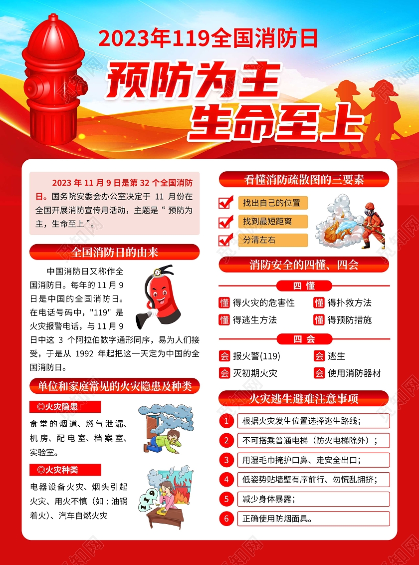 2023年119全国消防日预防为主生命至上宣传单消防月宣传单
