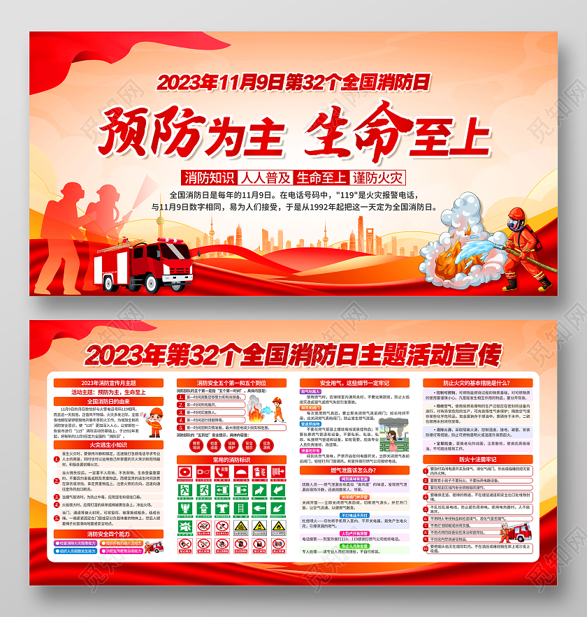 2023年全国消防月消防日宣传栏消防月宣传栏
