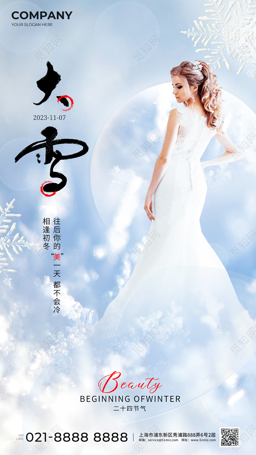 医美行业大雪节气手机宣传海报