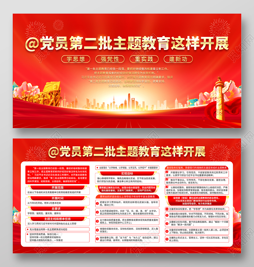 红色风格第二批主题教育宣传栏