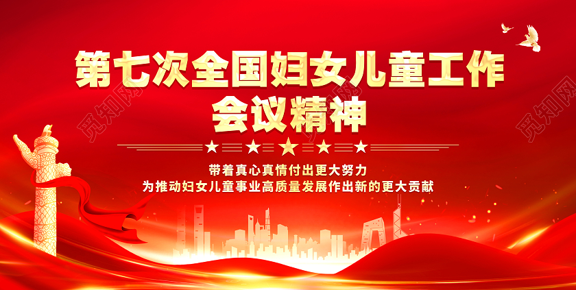 红色大气为推动妇女儿童事业高质量发展党建展板党政党建