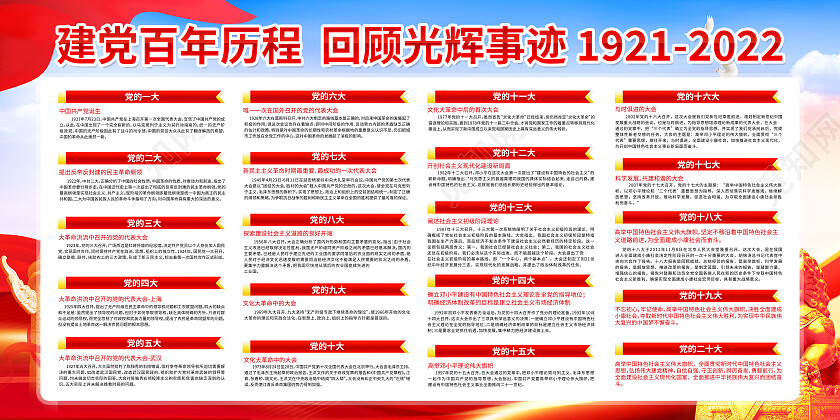 红色大气学党史知党情跟党走党史展板党政党建