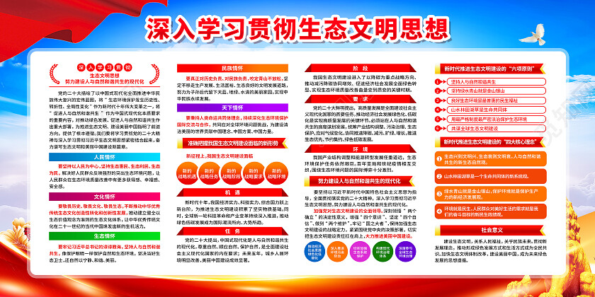 红色简约人不负青山青山定不负人生态文明展板党政党建