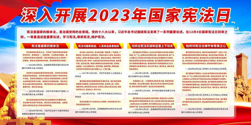 蓝色简约2023国家宪法日宣传栏展板设计