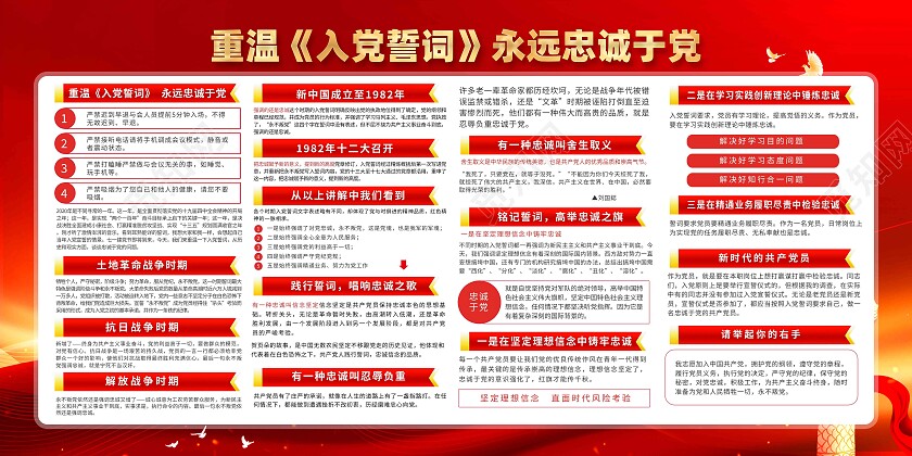 红色简约入党誓词党建展板党政党建