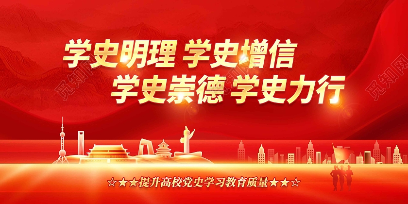 红色简约学史明理学史增信展板党政党建