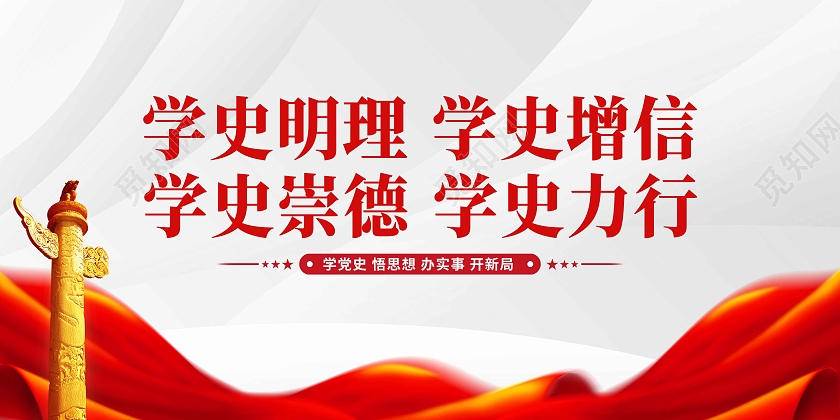 红色简约学史明理学史增信学史崇德学史力行展板党政党建
