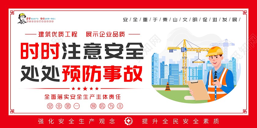 红色风格工地安全生产套图工地安全套图
