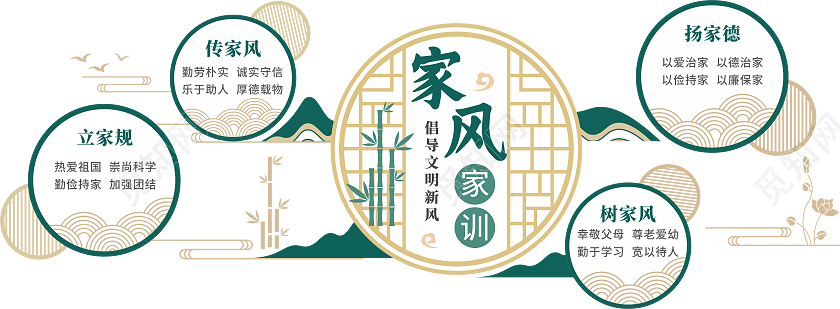 国潮风家风家训文化墙