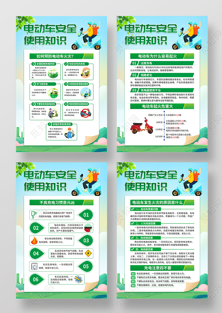 简约绿色电动车安全使用知识套图