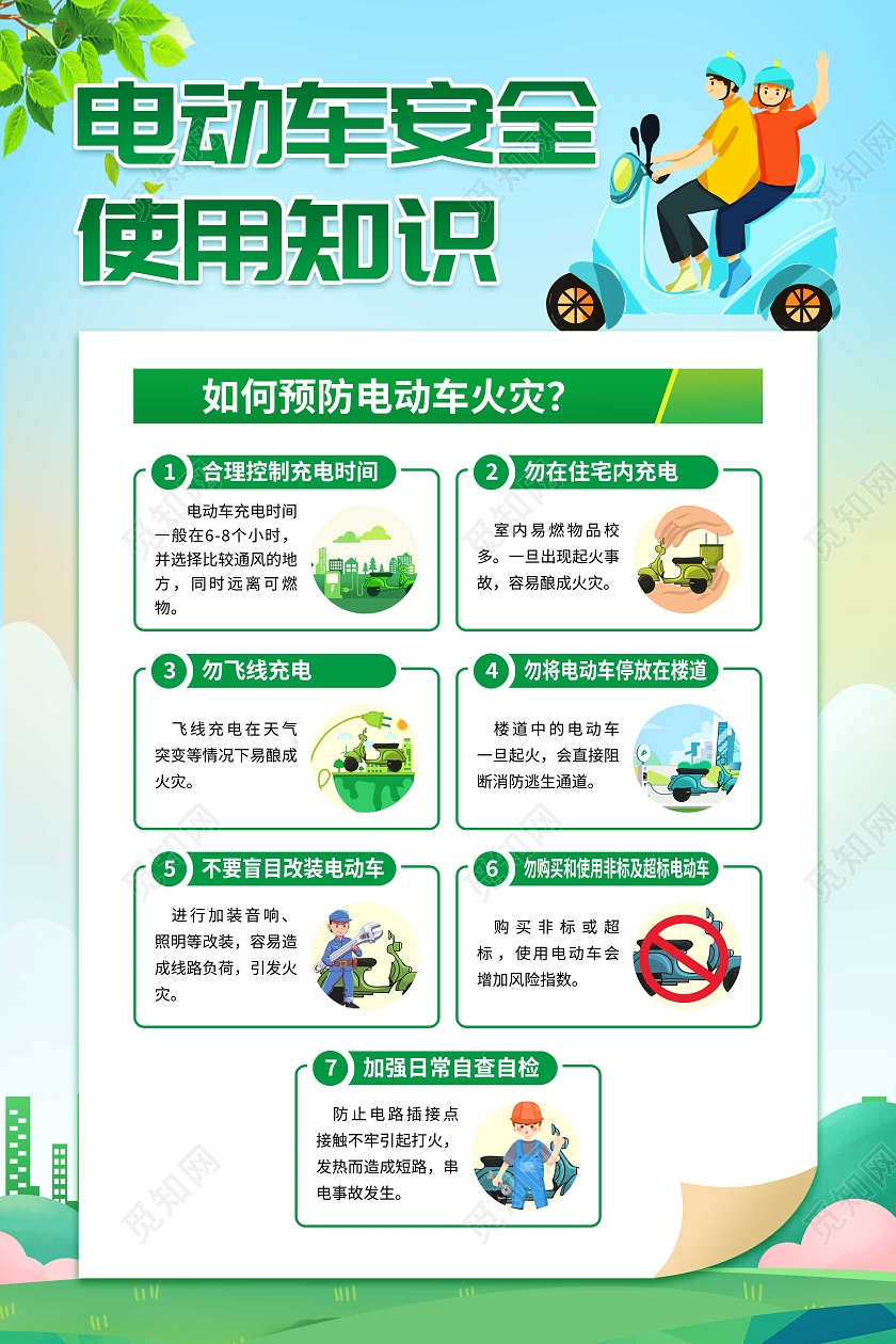 简约绿色电动车安全使用知识套图