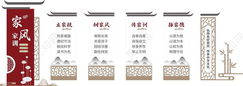 简洁大气风家风家训文化墙