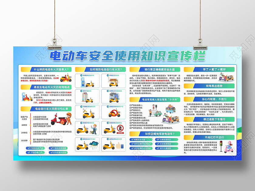 几何简约电动车安全宣传栏