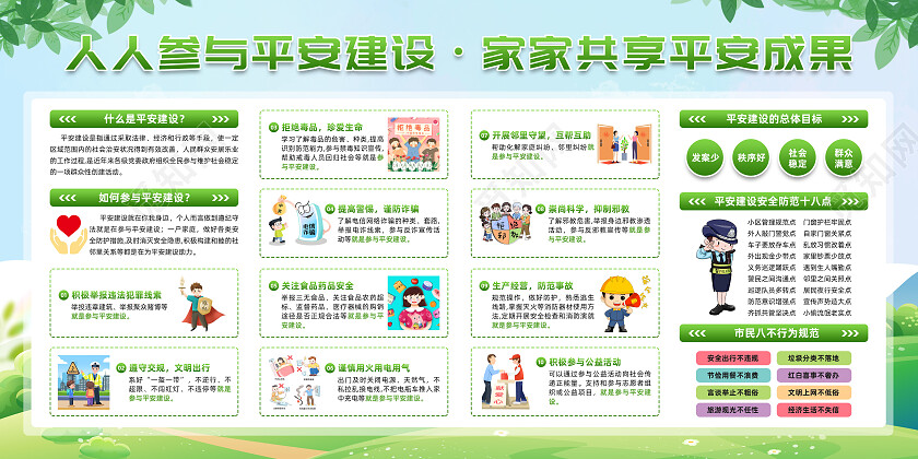 绿色渐变平安建设宣传栏