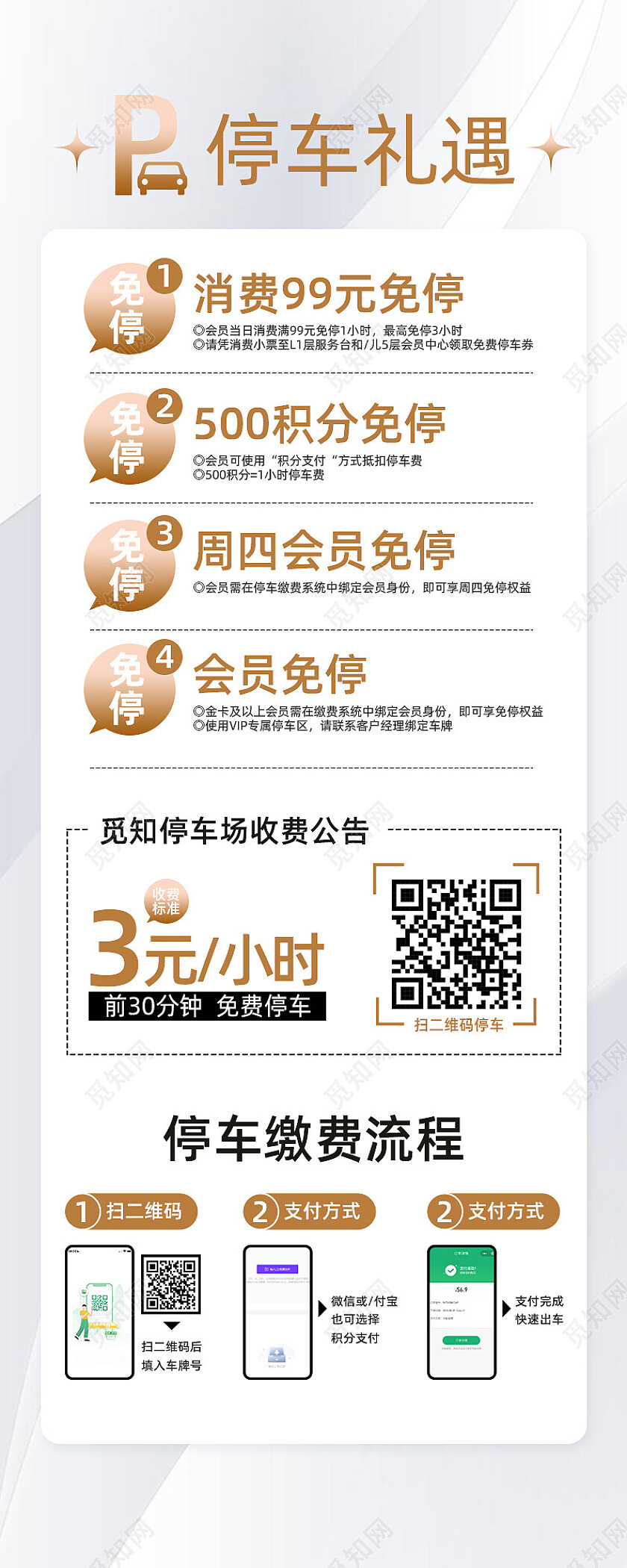 银灰色高端大气停车礼遇宣传海报长图