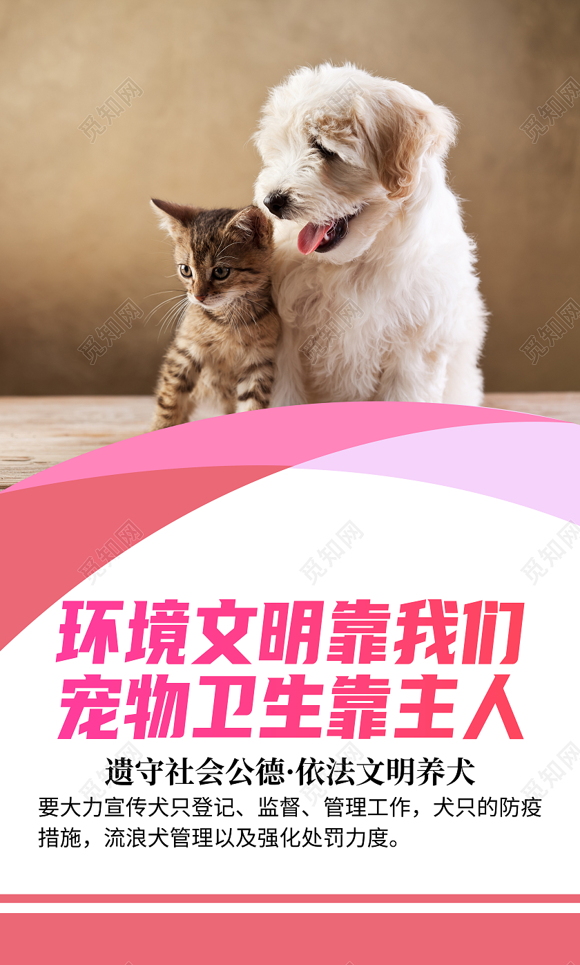 彩色清新文明养犬社区文明养犬标语宣传套图