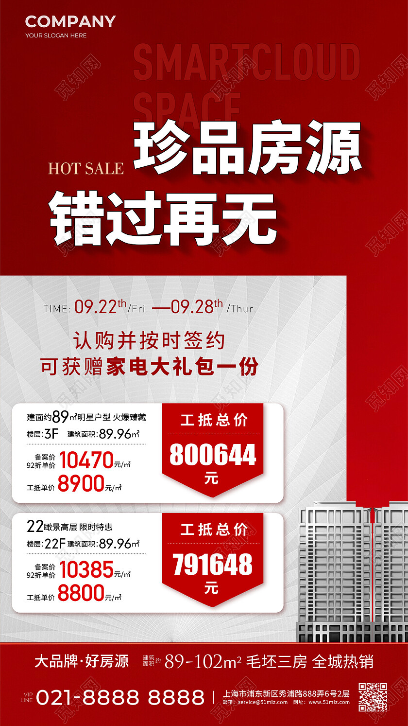 地产价值点红色地产行业特价房热销海报