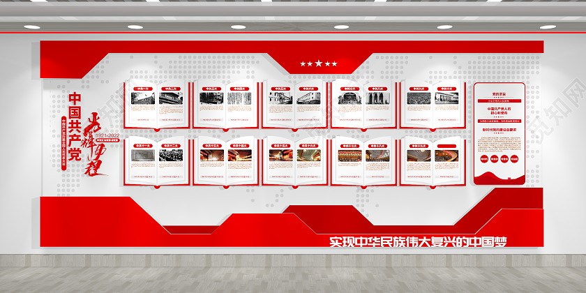 学党史知党情中共一大至二十大党的光辉历程党建文化墙