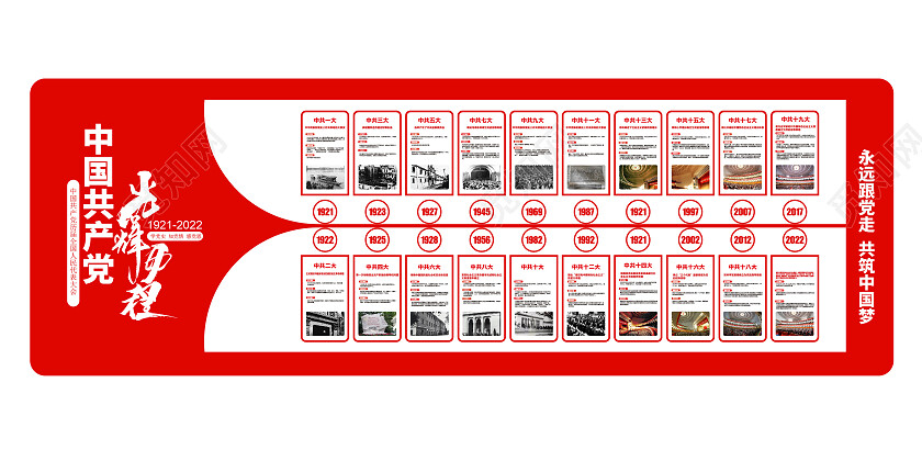 党的光辉历程大事记党建文化墙