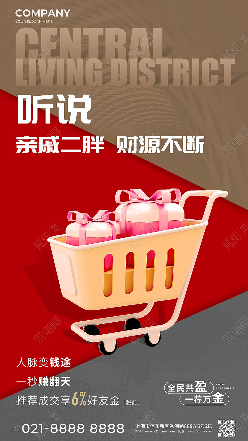 地产价值点创意地产经纪人返租商业手机海报