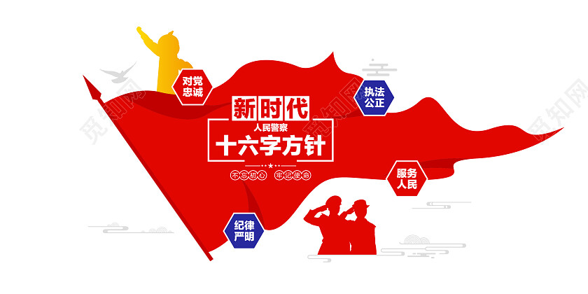 新时代十六字方针党建公安文化墙