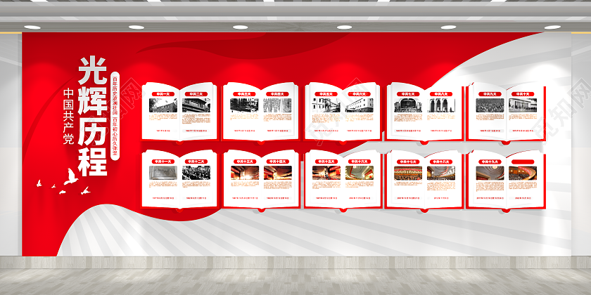 以史为鉴学党史党的光辉历程党建文化墙