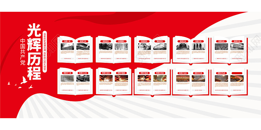 以史为鉴学党史党的光辉历程党建文化墙