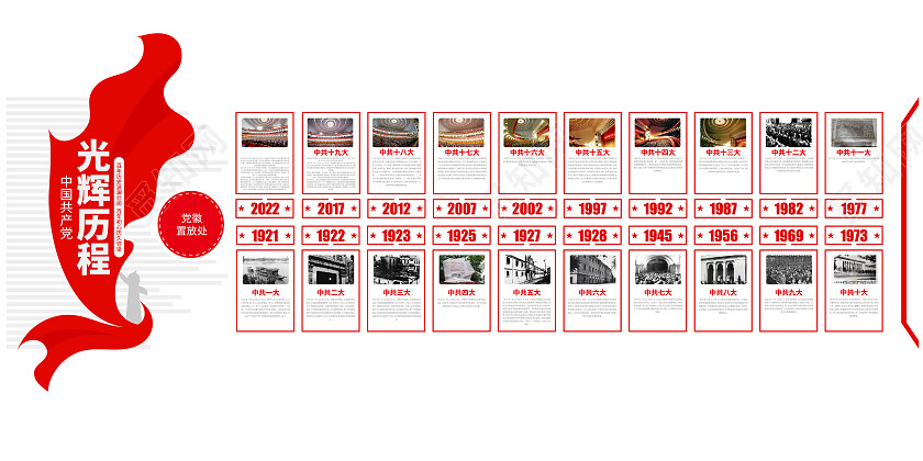 历届党代会党的光辉历程党建文化墙