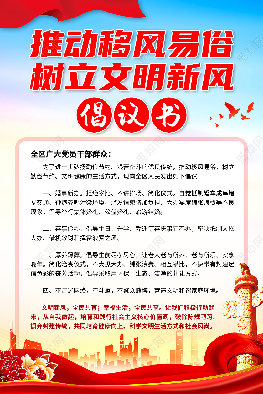 推动移风易俗树立文明新风移风易俗宣传文案海报