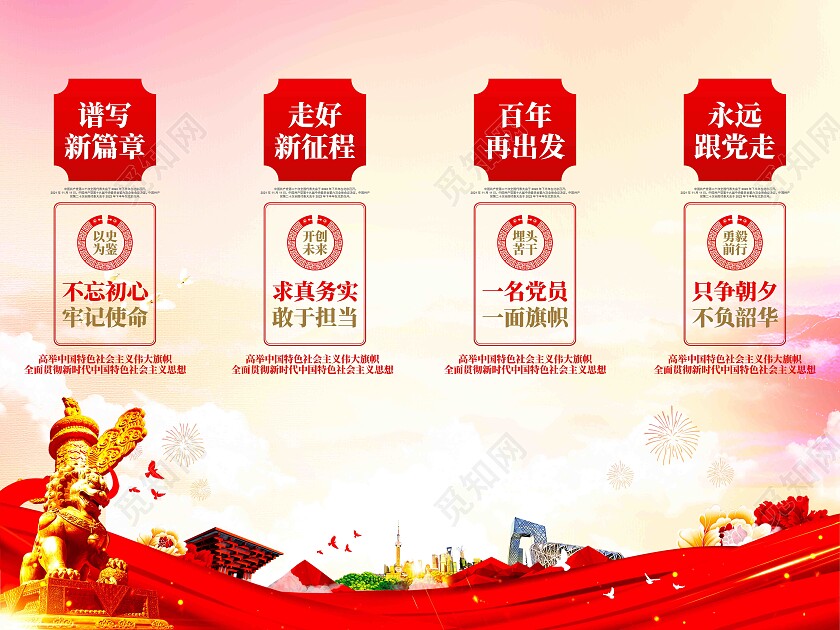 不忘初心牢记使命党建展板挂画