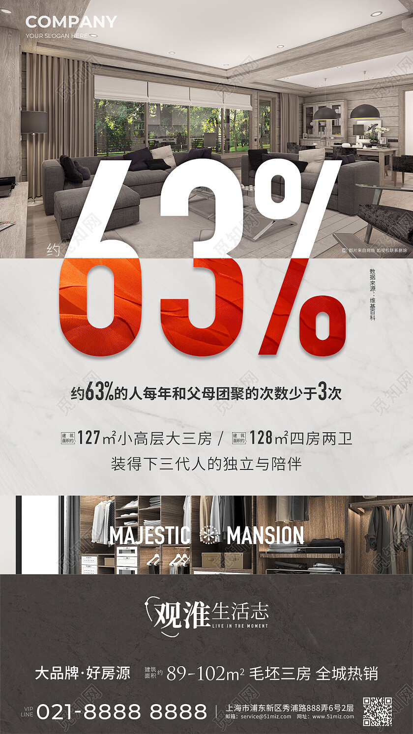 实拍风楼市地产价值点高档地产户型价值点手机海报