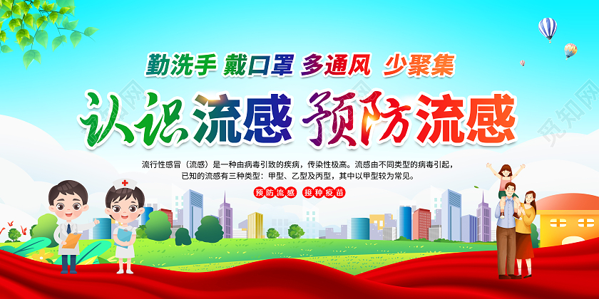 蓝色大气2024认识流感预防流感宣传栏