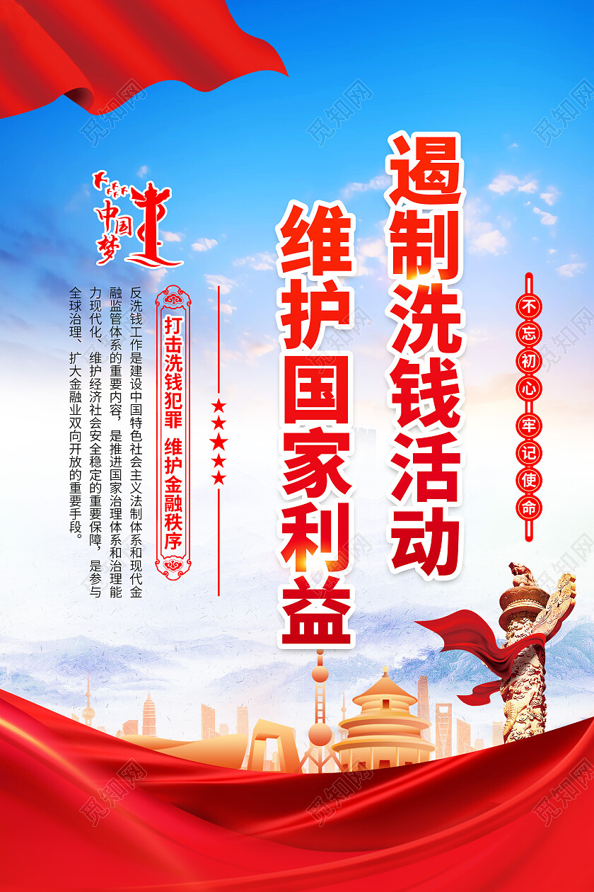 蓝色大气2024反洗钱宣传海报反洗钱宣传栏