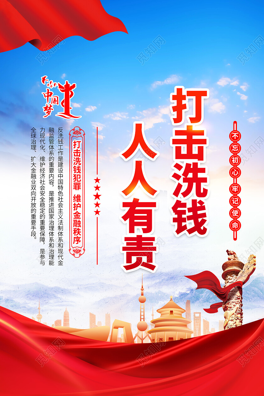 蓝色大气2024反洗钱宣传海报反洗钱宣传栏