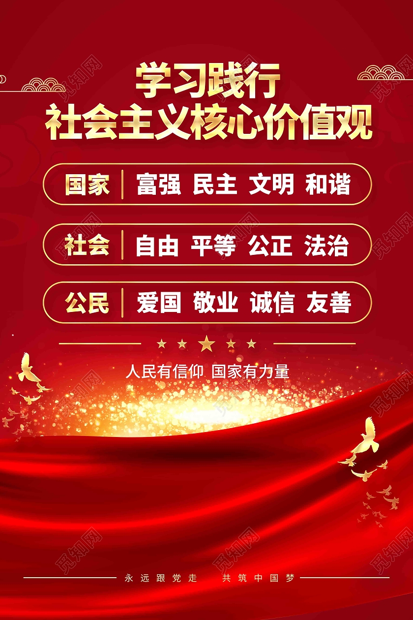 学习践行社会主义核心价值观中国梦党建海报