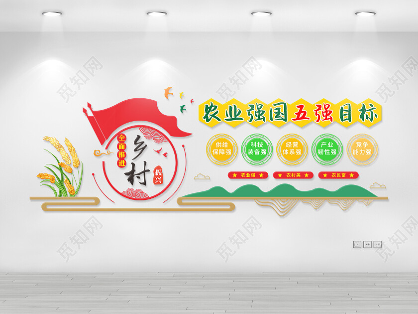红色简约大气农业强国文化墙