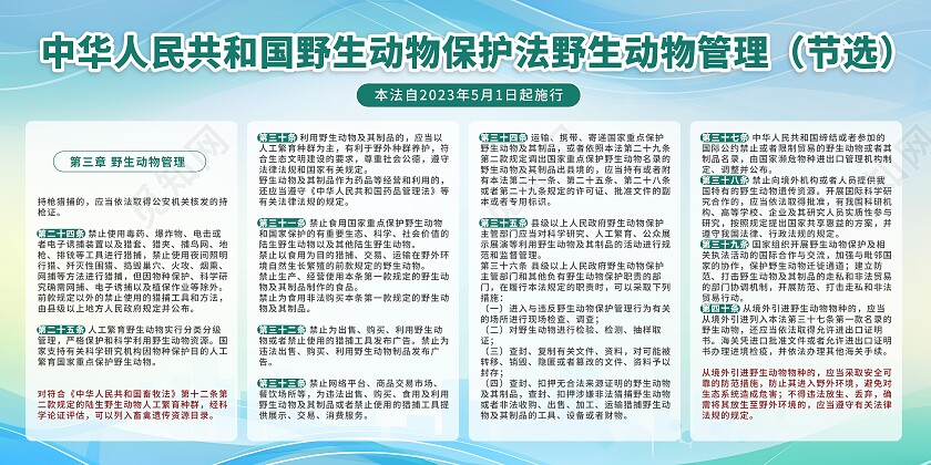 野生动物保护法保护野生动物宣传栏