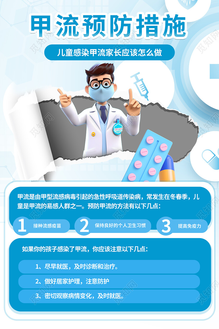 幼儿园甲流宣传海报 