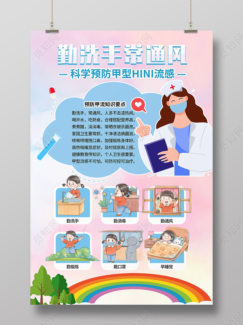  幼儿园甲流海报