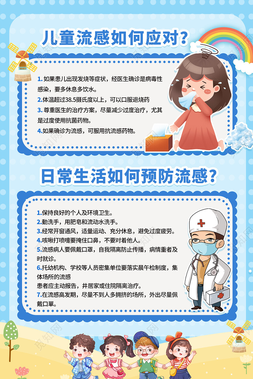  幼儿园甲流海报