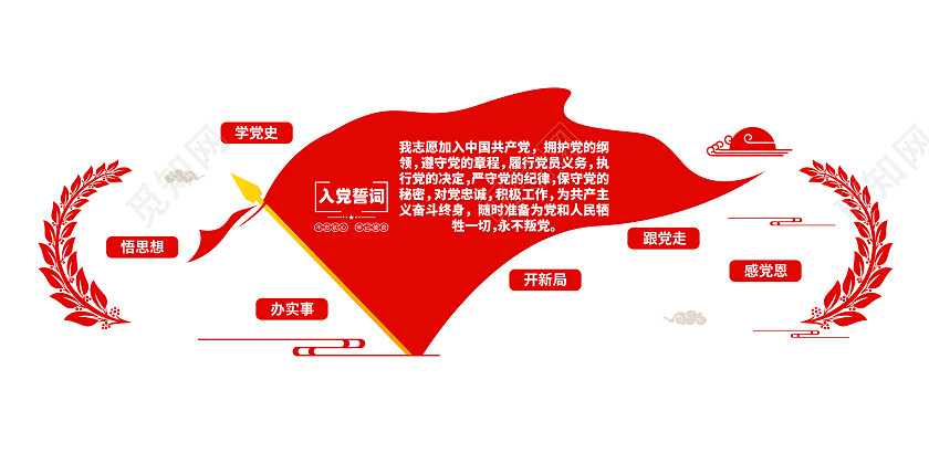 跟党走感党恩党建活动室入党誓词文化墙
