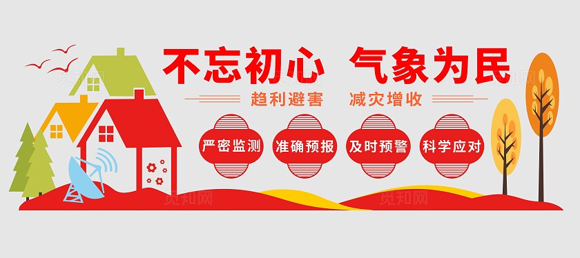 红色大气气象局气象站文化墙