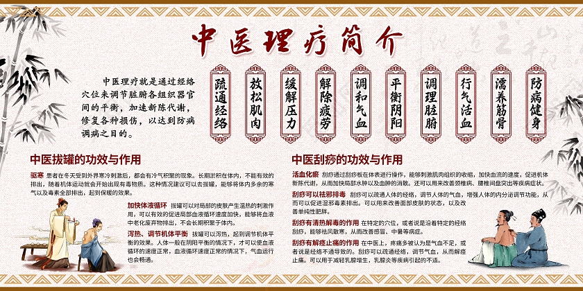 中式古风大气简约中医文化中医养生宣传栏中医理疗背景墙