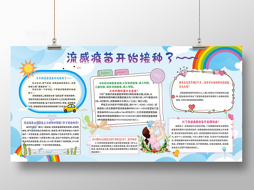  儿童流感疫苗预防健康知识宣传栏 